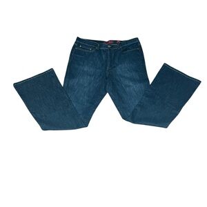 NEW YORK & COMPANY West Side Flare Midrise Med. Blue Wash 5pocket Jeans 14 Tall